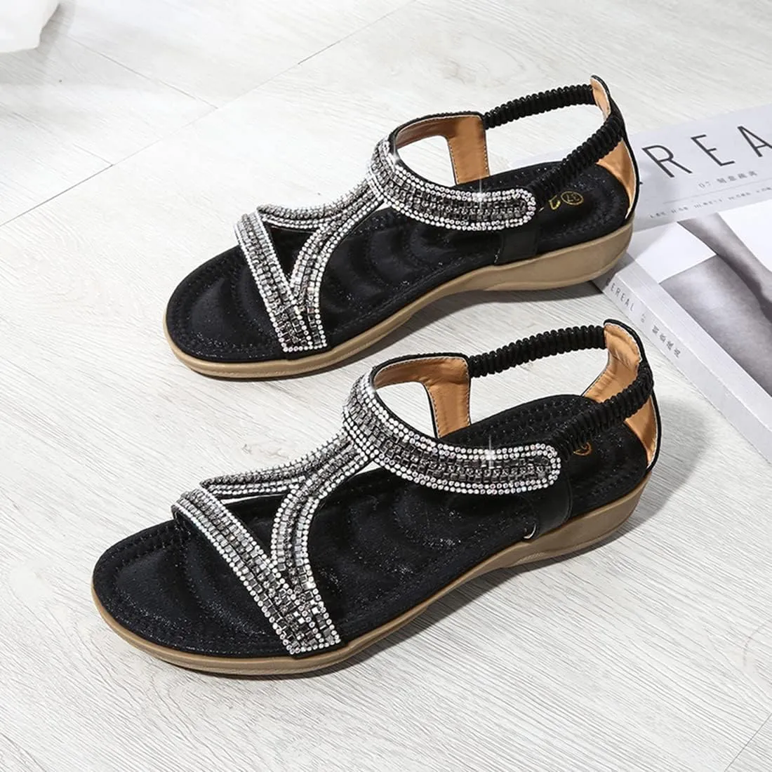 Womens Sandals Summer Dressy Flat Sandals Casual Comfortable Beach Bohemian Sandal Flat Shoes
