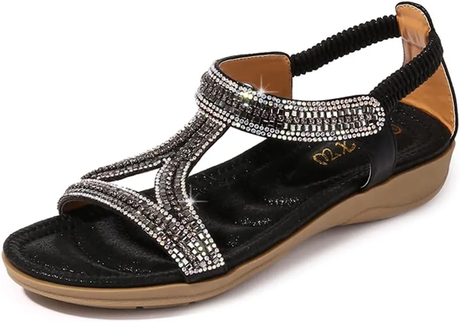 Womens Sandals Summer Dressy Flat Sandals Casual Comfortable Beach Bohemian Sandal Flat Shoes