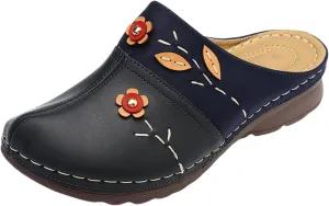 Womens Sandals Vintage Ethnic Style Floral Sandals Lightweight Shoes Summer Fashion Dressy Sandals Lambskin Sandal