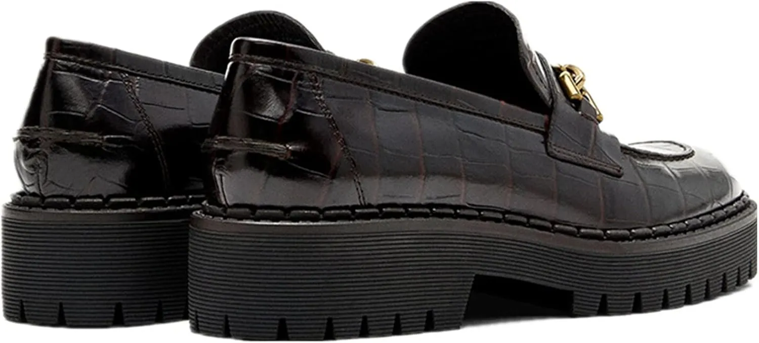 Womens Shoes Vintage Crocodile Pattern Thick Sole Increased Casual Loafers Women Slip On Flat Shoes