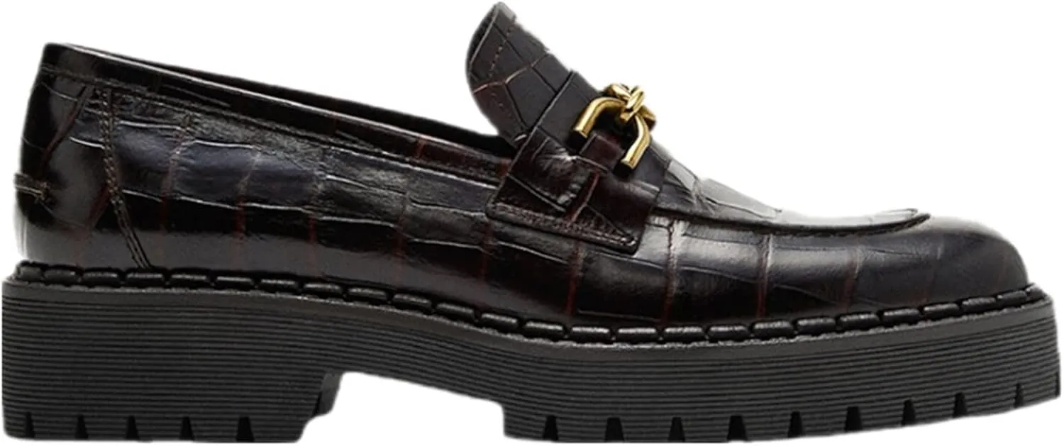 Womens Shoes Vintage Crocodile Pattern Thick Sole Increased Casual Loafers Women Slip On Flat Shoes