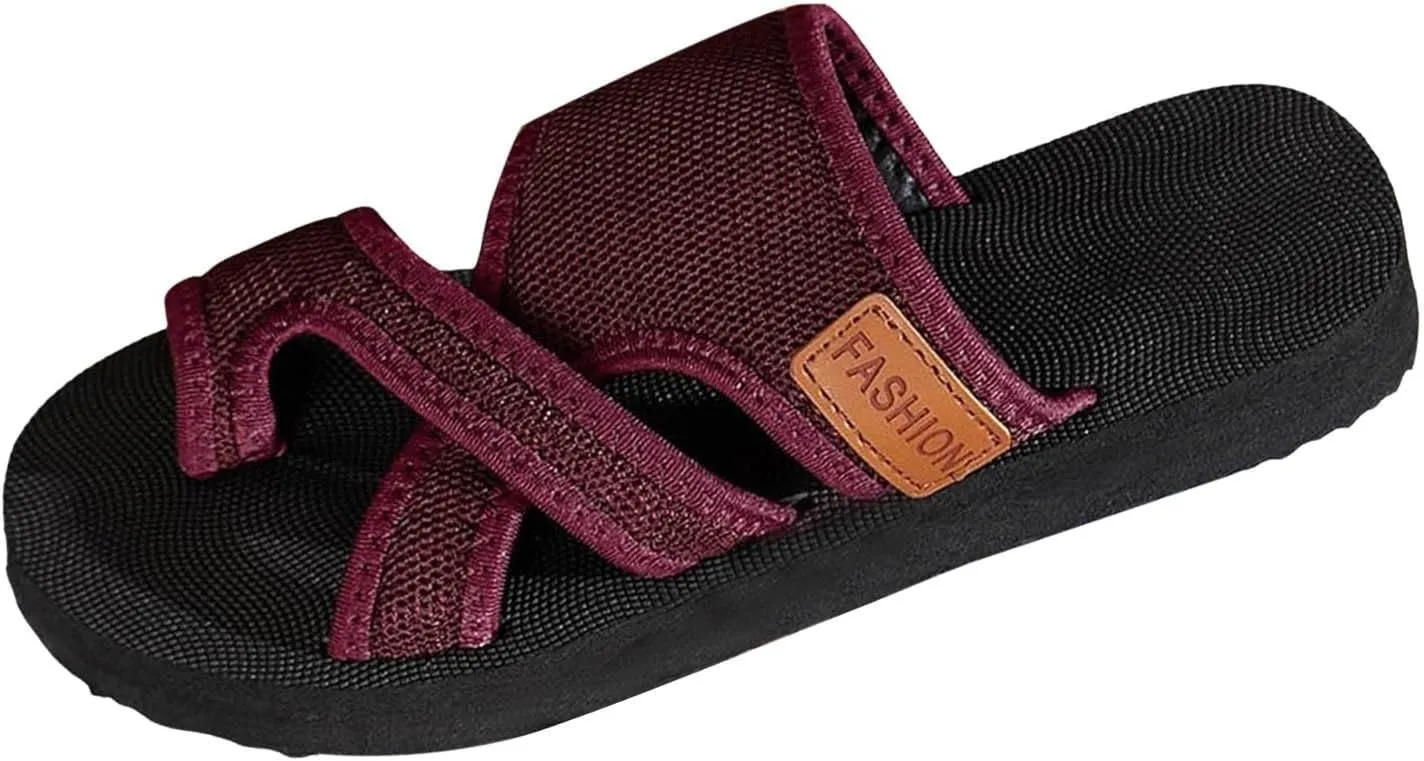 Womens Slide Sandals with Arch Support Adjustable Orthopedic Flip Flops Walking Summer Shoes Summer Casual Mesh Flats Slippers Breathable Comfortable