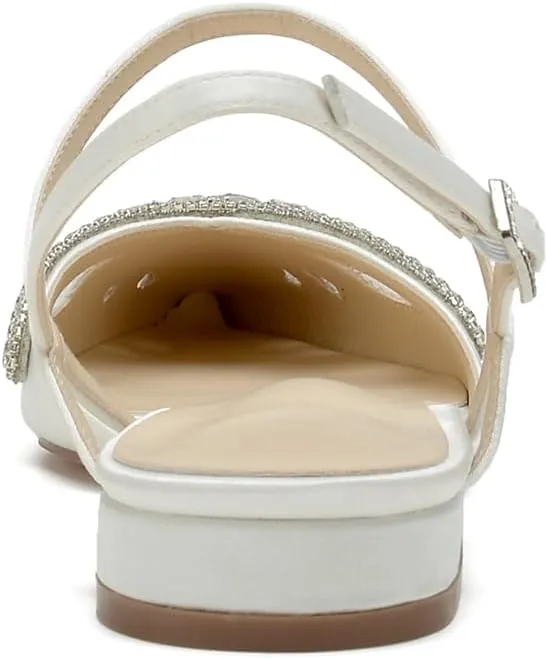 Women's Slingback Flats Rhinestones Bow Flat Pumps for Women Pointed Toe Comfort Flat Wedding Dress Shoes Sandals
