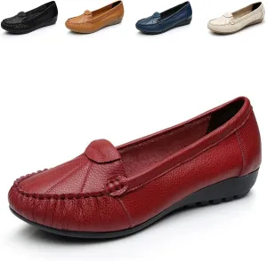 Women's Slip On Flat Loafers Lightweight Breathable Comfy Non-Slip Soft-Sole Causal Wedge Driving Shoes Moccasins Office Boat Shoes
