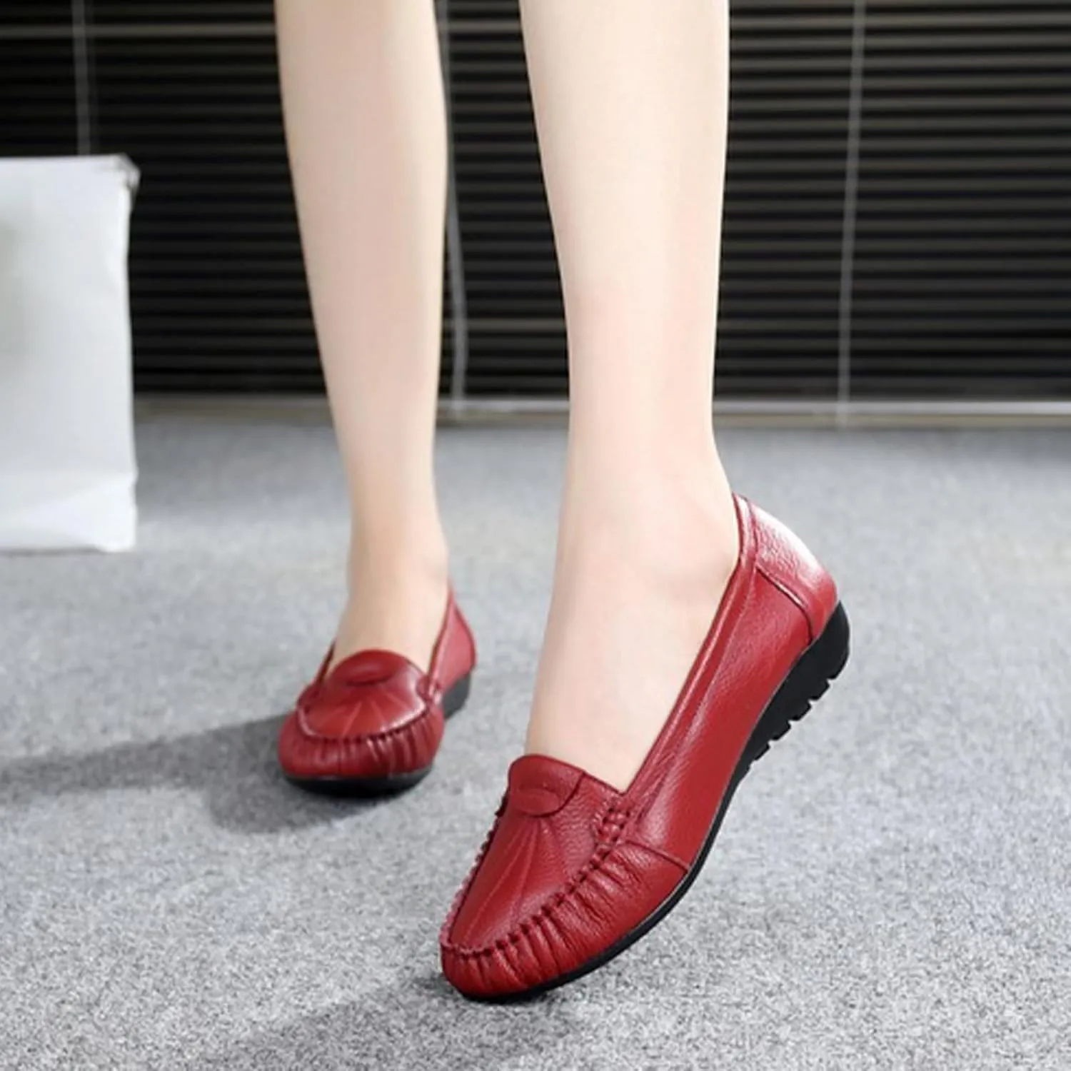 Women's Slip On Flat Loafers Lightweight Breathable Comfy Non-Slip Soft-Sole Causal Wedge Driving Shoes Moccasins Office Boat Shoes