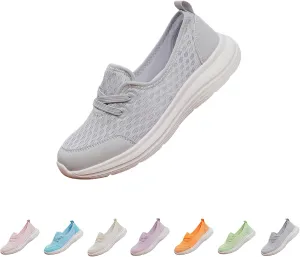 Women's Soft Sole Mesh Comfort Orthopedic Shoes,Breathable Slip-On Flat Walking Shoes,Non-Slip Low Top Casual Shoe