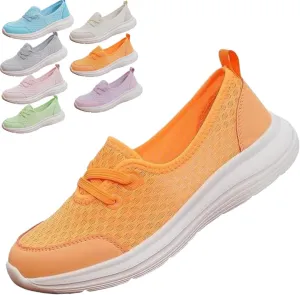 Women's Soft Sole Mesh Comfort Orthopedic Shoes,Lightweight Arch Support Walk Shoes,Slip On Flat Low Top Casual Sneaker