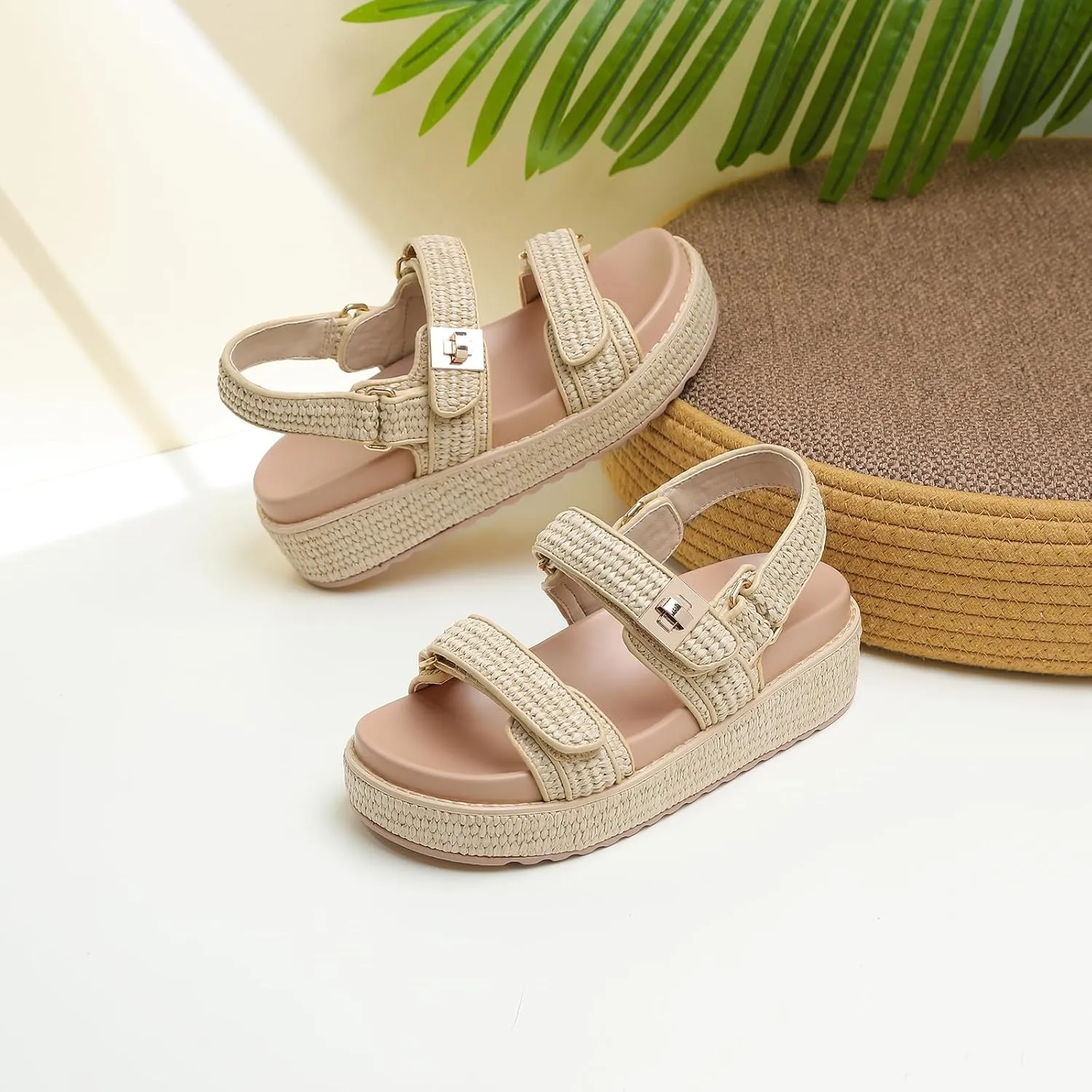 Womens Summer Sandals Casual Adjustable Arch Support Comfortable Thick Sole Flat Sandals