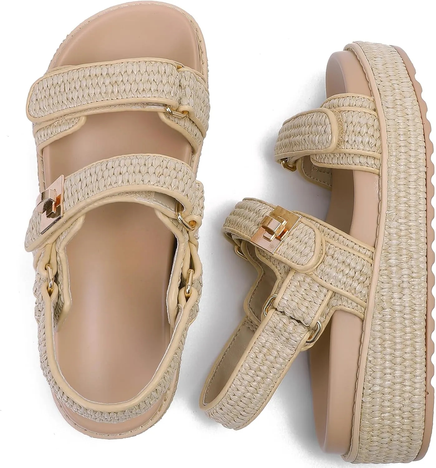 Womens Summer Sandals Casual Adjustable Arch Support Comfortable Thick Sole Flat Sandals
