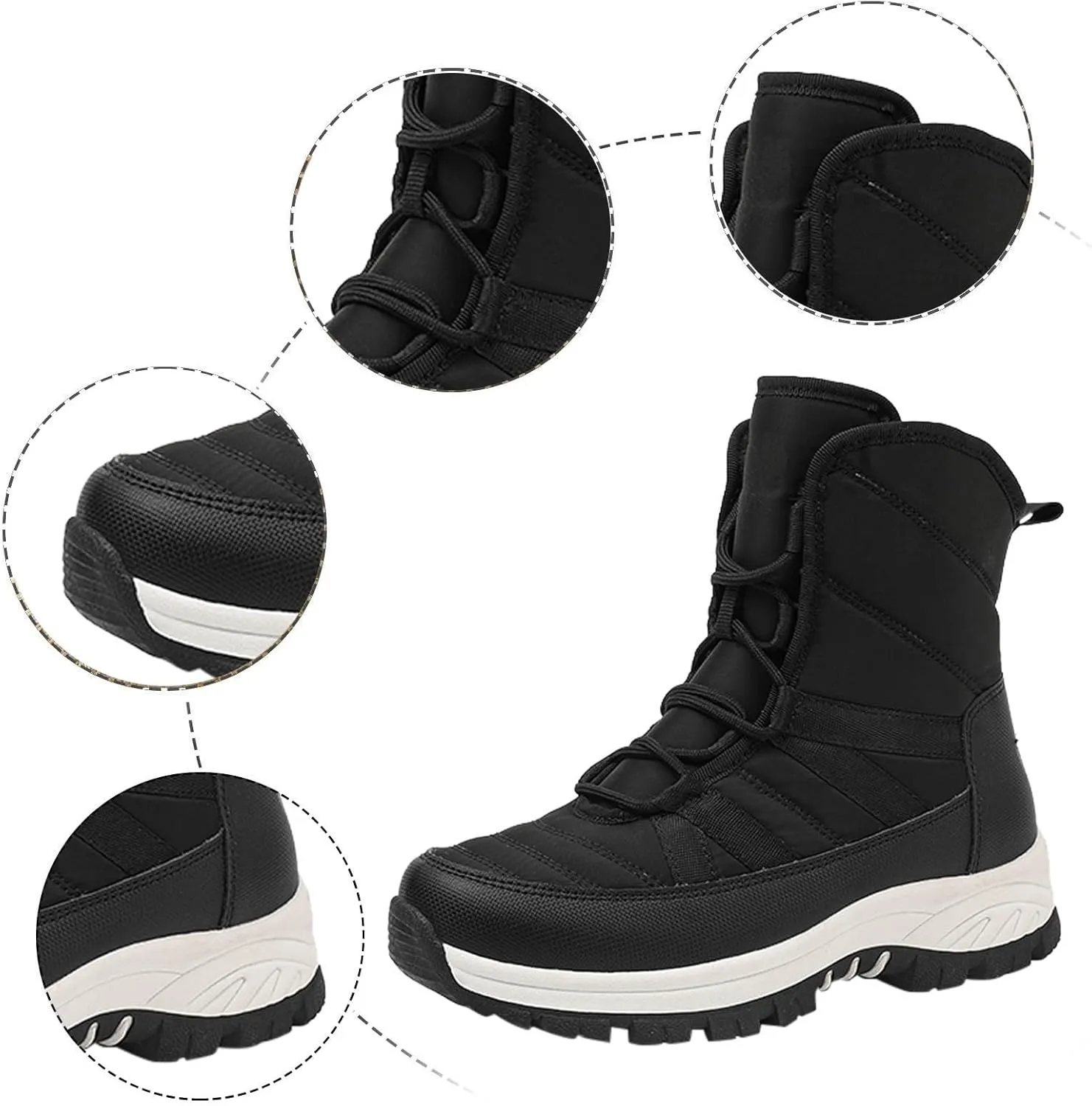 Women's Thick Bottom Snow Boots Lace Up Non Slip Boots Cold Proof Insulated Winter Boots Fuzzy Garden Boots