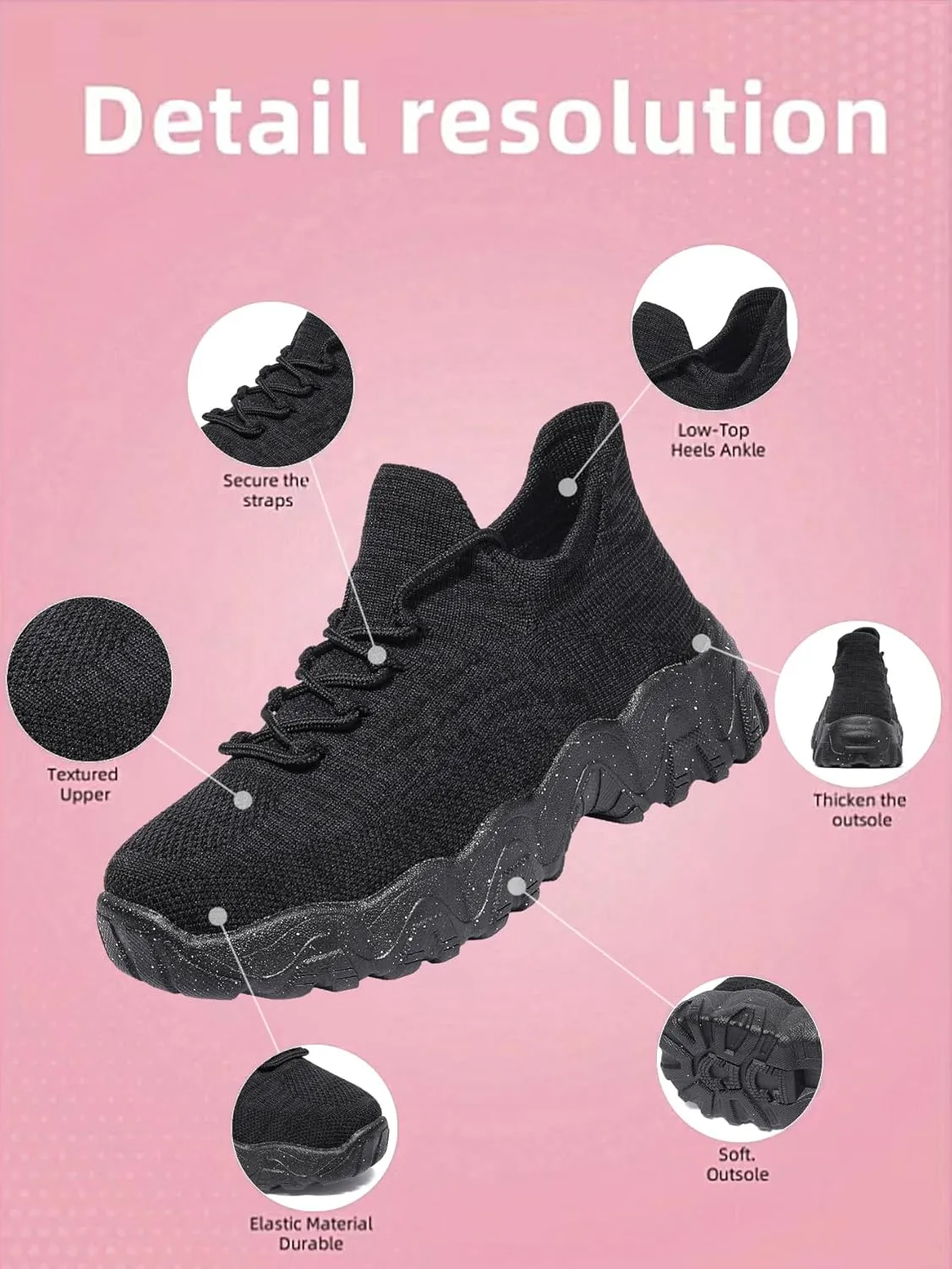 Women's Walking Shoes Slip-On Running Shoes- MD Sole Lightweight Sneakers for Women, Breathable Arch Support Running Gym Shoes