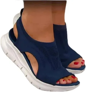 Womens Washable Slingback Orthopedic Slide Sport Sandals Mesh Platform Soft Sole Casual Sports Womens Sandals,Blue,US10/EU42