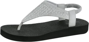 Women's Yoga Mat Flat Sling Sandals Slingback Rhinestone Flip Flops Sandal