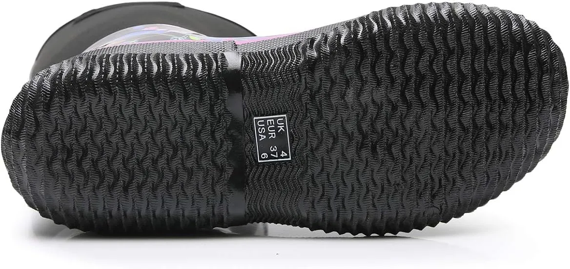 WTW Mid Calf Rain Boots for Women - Waterproof Insulated Neoprene Mud Boots Outdoor Hunting Garden Boots