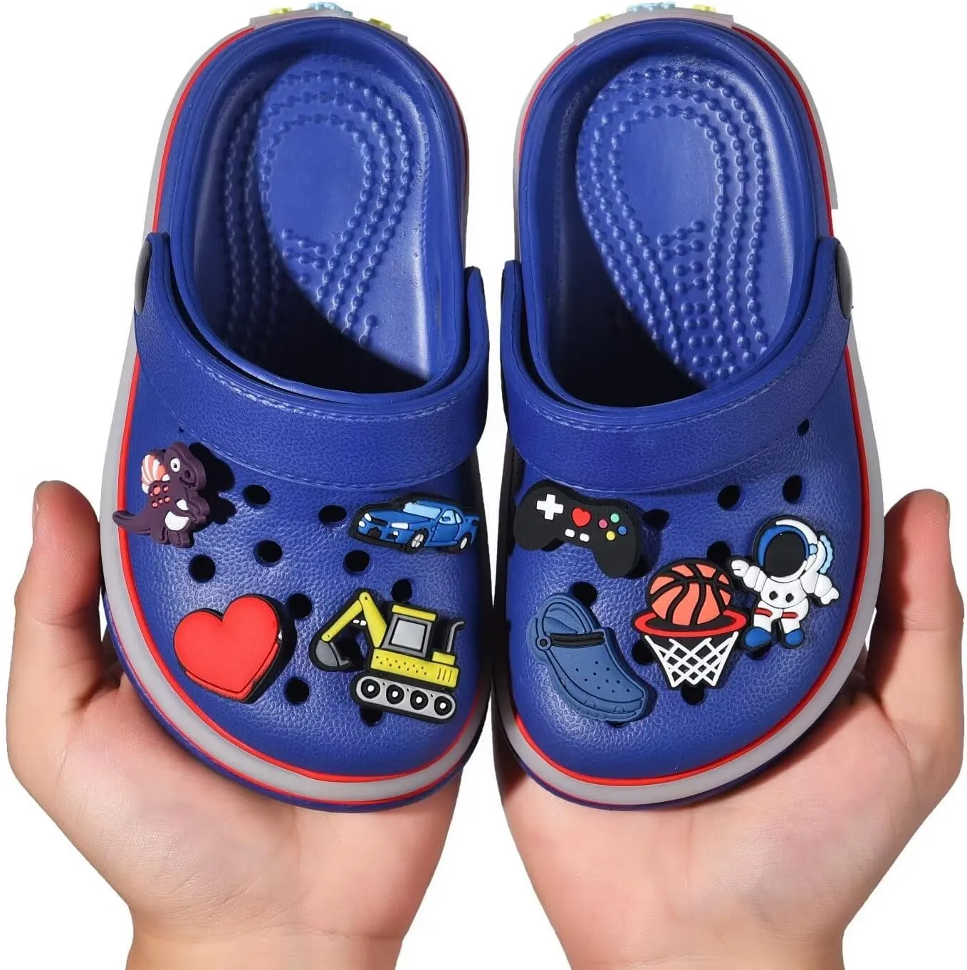 XPKWS Toddler Kids Clogs Boys Girls LED Garden Shoes Light up Sandals Slip on Quick Dry Beach Slippers