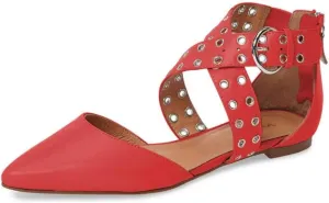XYD Women Retro Crossover Strap Eyelet Pointed Toe Flats Sandals Back Zip D'Orsay Low Heel Buckle Dress Shoes