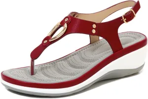 YTINGNICE Women's Supportive Sandals,Ankle Strap Thong Elastic Flat Sandals for Women,Summer Soft Footbed Orthopedic Sandals