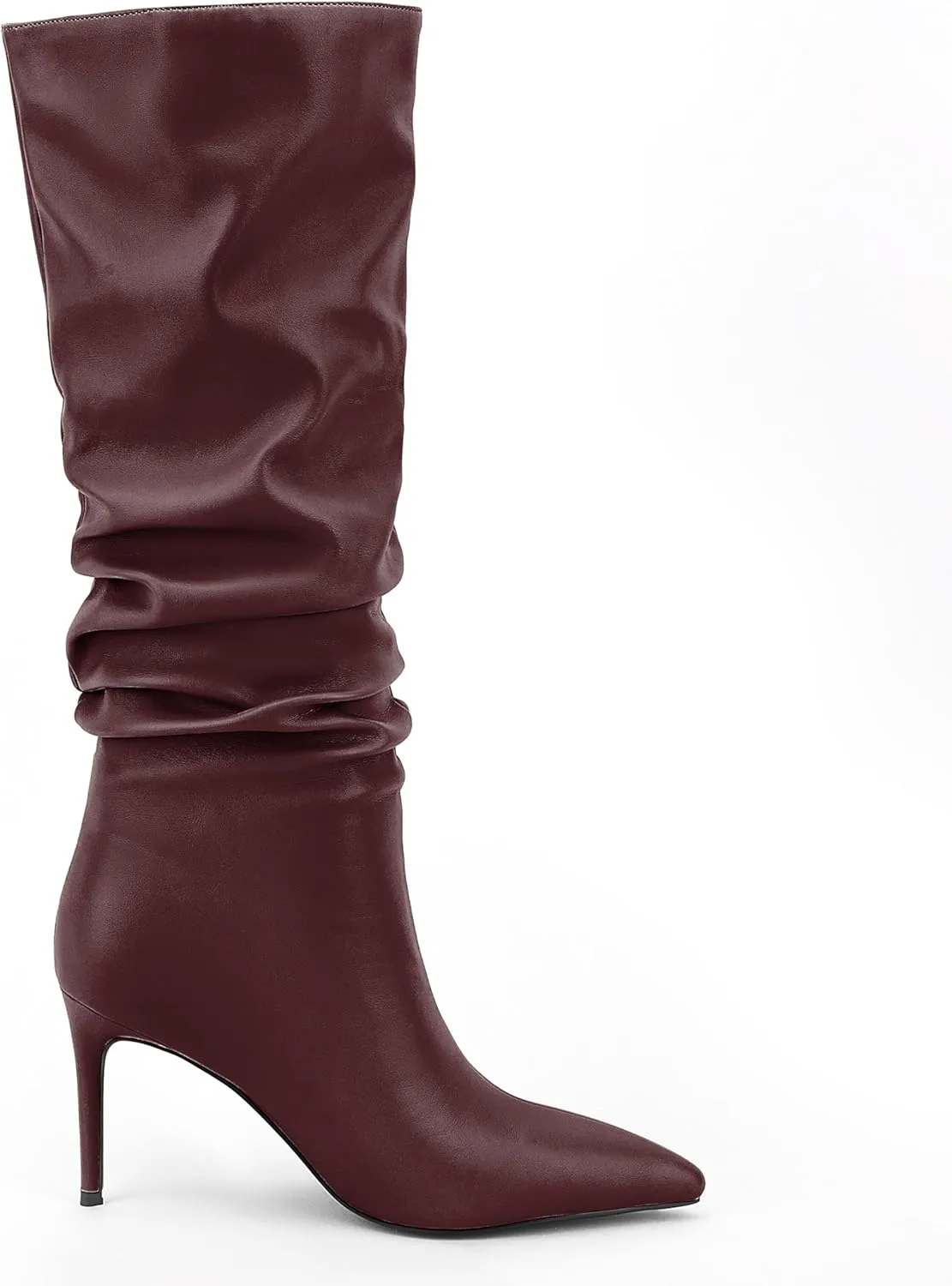 Zamikoo Slouchy High Heel Boots for Women, Knee High Stiletto Heel Boots, Pointed Toe Slouch Stretch Tall Boots Pull On 3.5 Inches
